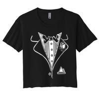Wedding Prom Rose Tux Tuxedo Women's Crop Top Tee