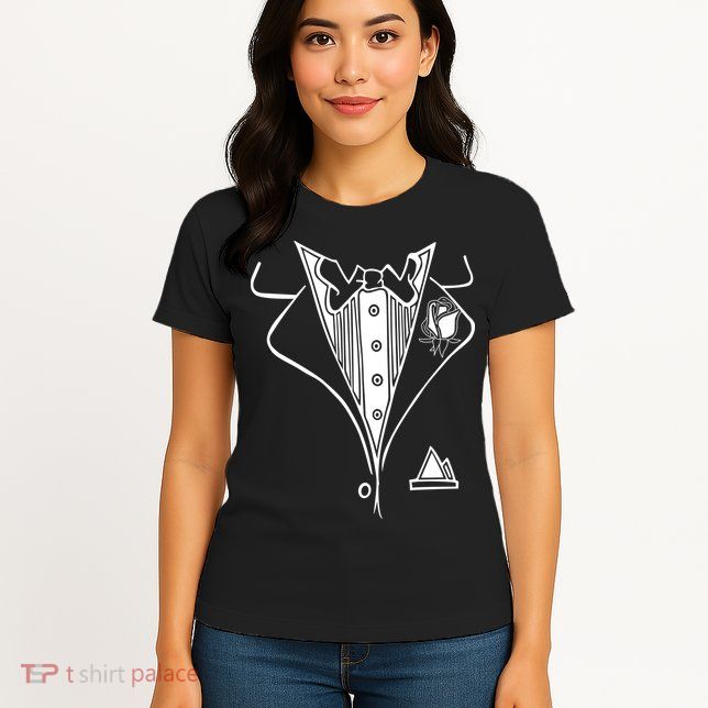 Wedding Prom Rose Tux Tuxedo Womens T-Shirt