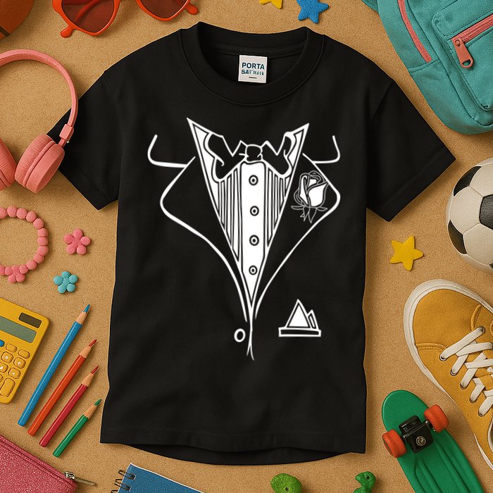 Wedding Prom Rose Tux Tuxedo Kids T-Shirt