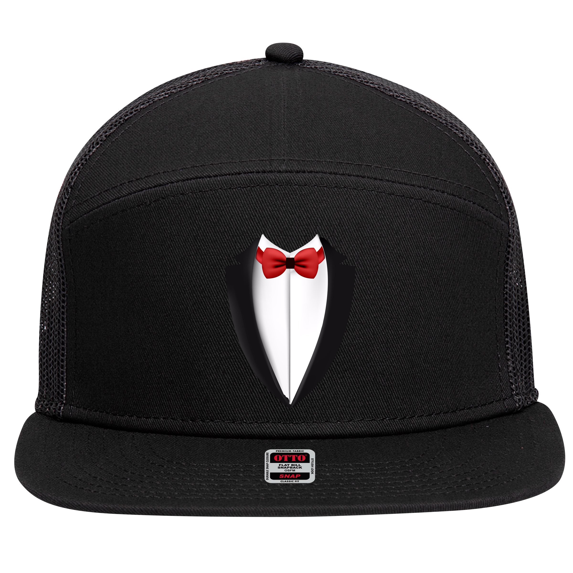 Wedding Tuxedo 7 Panel Mesh Trucker Snapback Hat
