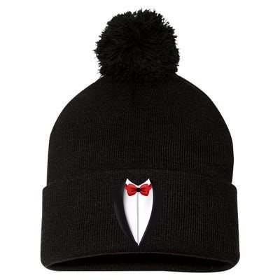 Wedding Tuxedo Pom Pom 12in Knit Beanie
