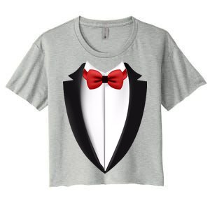 Wedding Tuxedo Women's Crop Top Tee