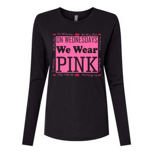 Wednesdays We Wear Pink Breast Cancer Womens Cotton Relaxed Long Sleeve T-Shirt