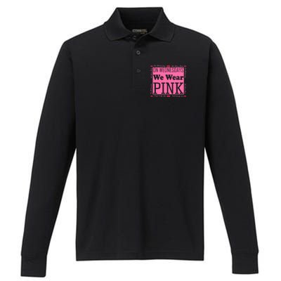 Wednesdays We Wear Pink Breast Cancer Performance Long Sleeve Polo