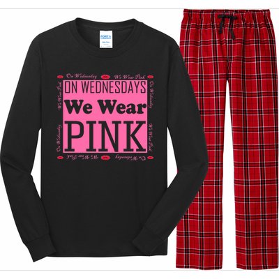 Wednesdays We Wear Pink Breast Cancer Long Sleeve Pajama Set