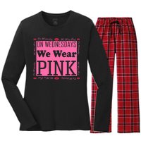 Wednesdays We Wear Pink Breast Cancer Women's Long Sleeve Flannel Pajama Set 