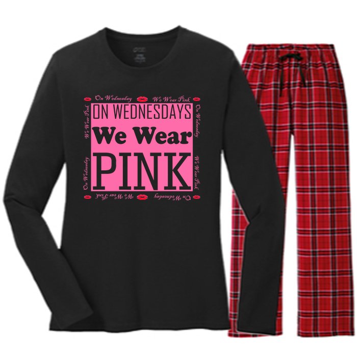 Wednesdays We Wear Pink Breast Cancer Women's Long Sleeve Flannel Pajama Set 