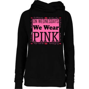 Wednesdays We Wear Pink Breast Cancer Womens Funnel Neck Pullover Hood