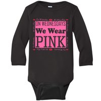 Wednesdays We Wear Pink Breast Cancer Baby Long Sleeve Bodysuit