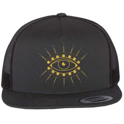 Womens Evil Eye Mystic Astrology Flat Bill Trucker Hat