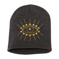 Womens Evil Eye Mystic Astrology Short Acrylic Beanie