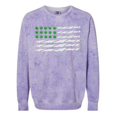 Weed American Flag Colorblast Crewneck Sweatshirt