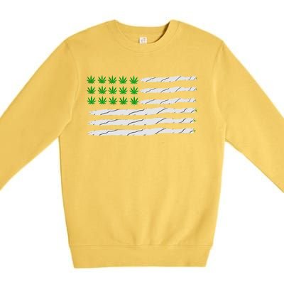 Weed American Flag Premium Crewneck Sweatshirt