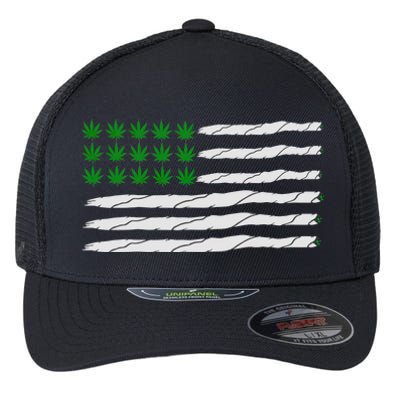 Weed American Flag Flexfit Unipanel Trucker Cap