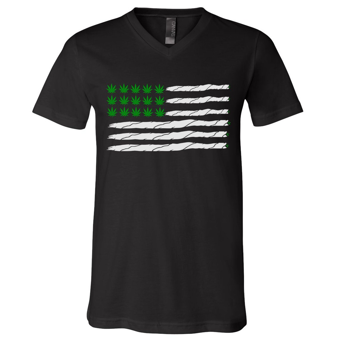 Weed American Flag V-Neck T-Shirt
