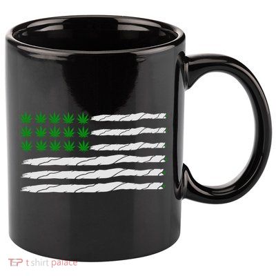 Weed American Flag 11oz C Handle Ceramic Mug