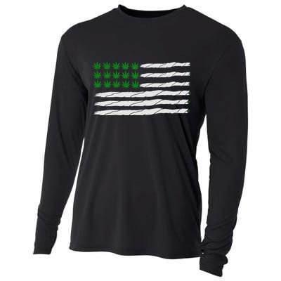 Weed American Flag Cooling Performance Long Sleeve Crew