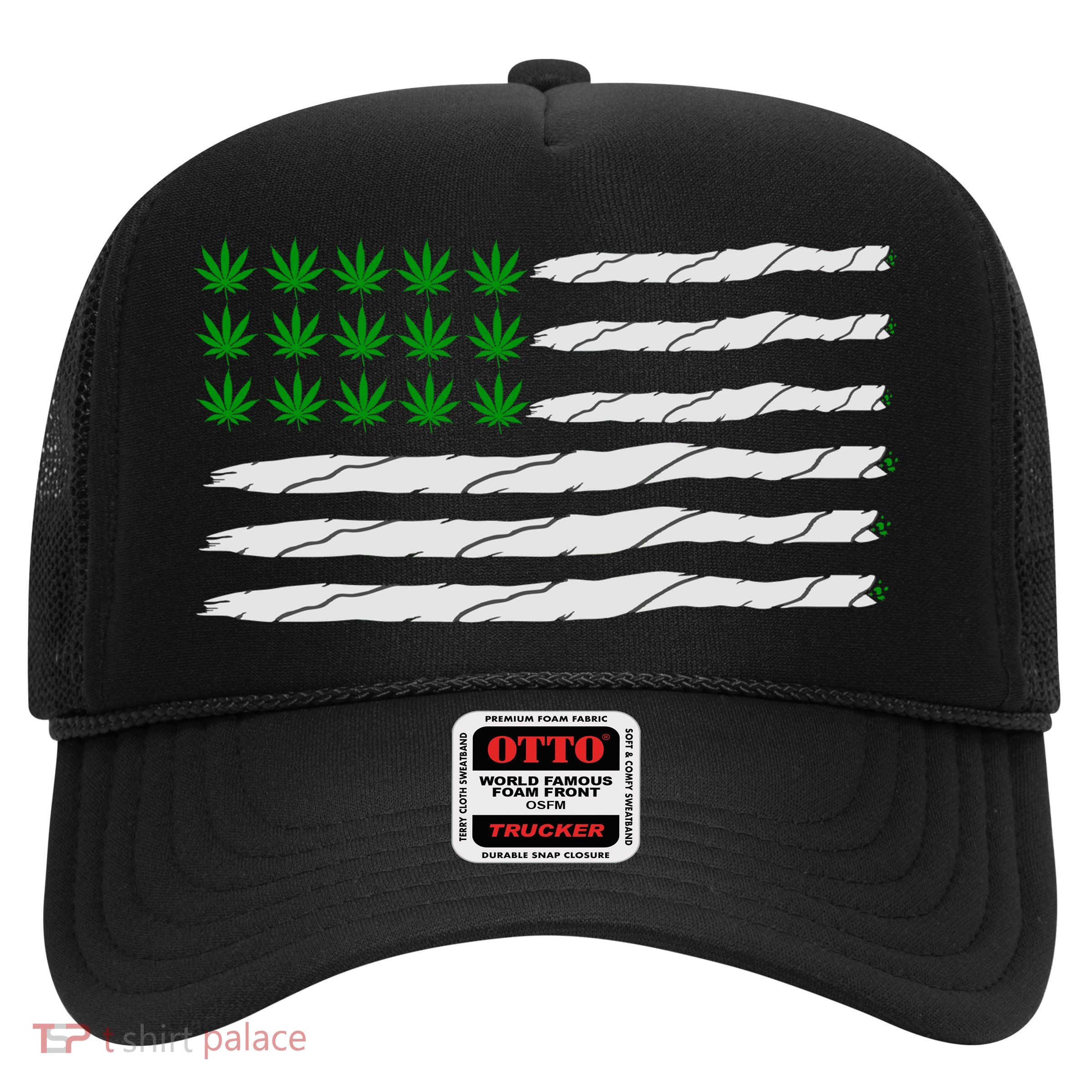 Weed American Flag Trucker Hat