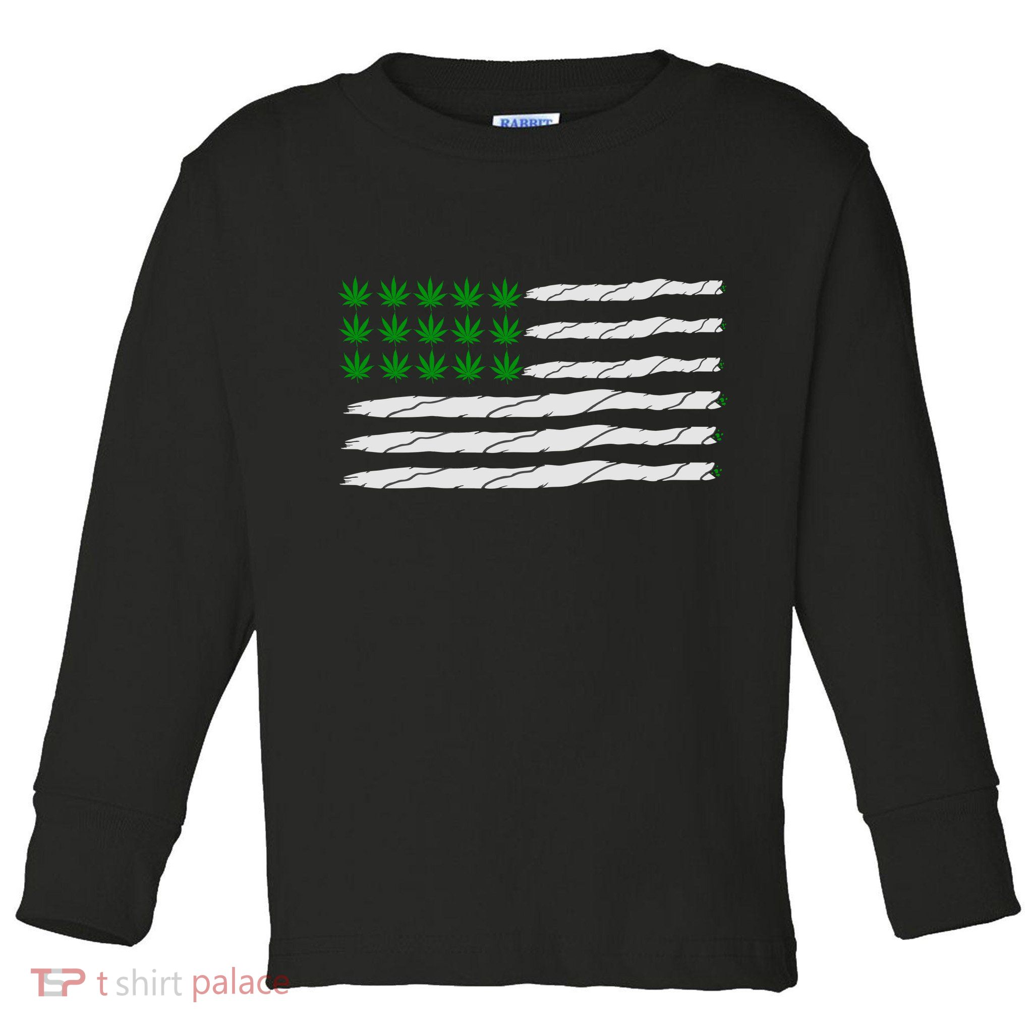 Weed American Flag Toddler Long Sleeve Shirt