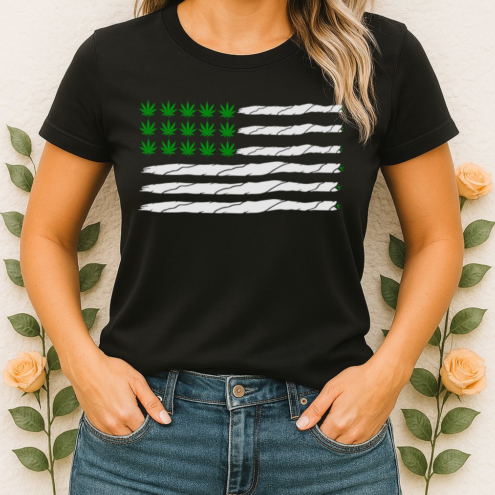 Weed American Flag Womens T-Shirt