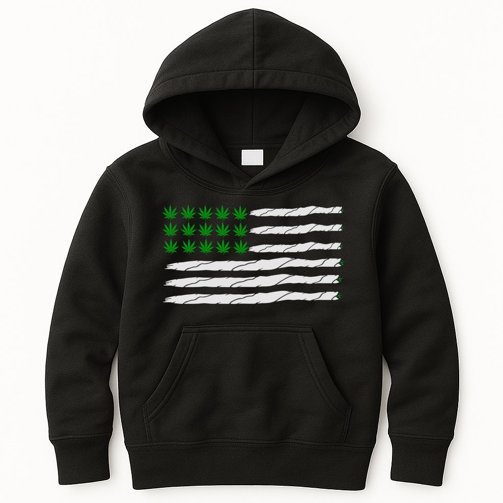 Weed American Flag Kids Hoodie