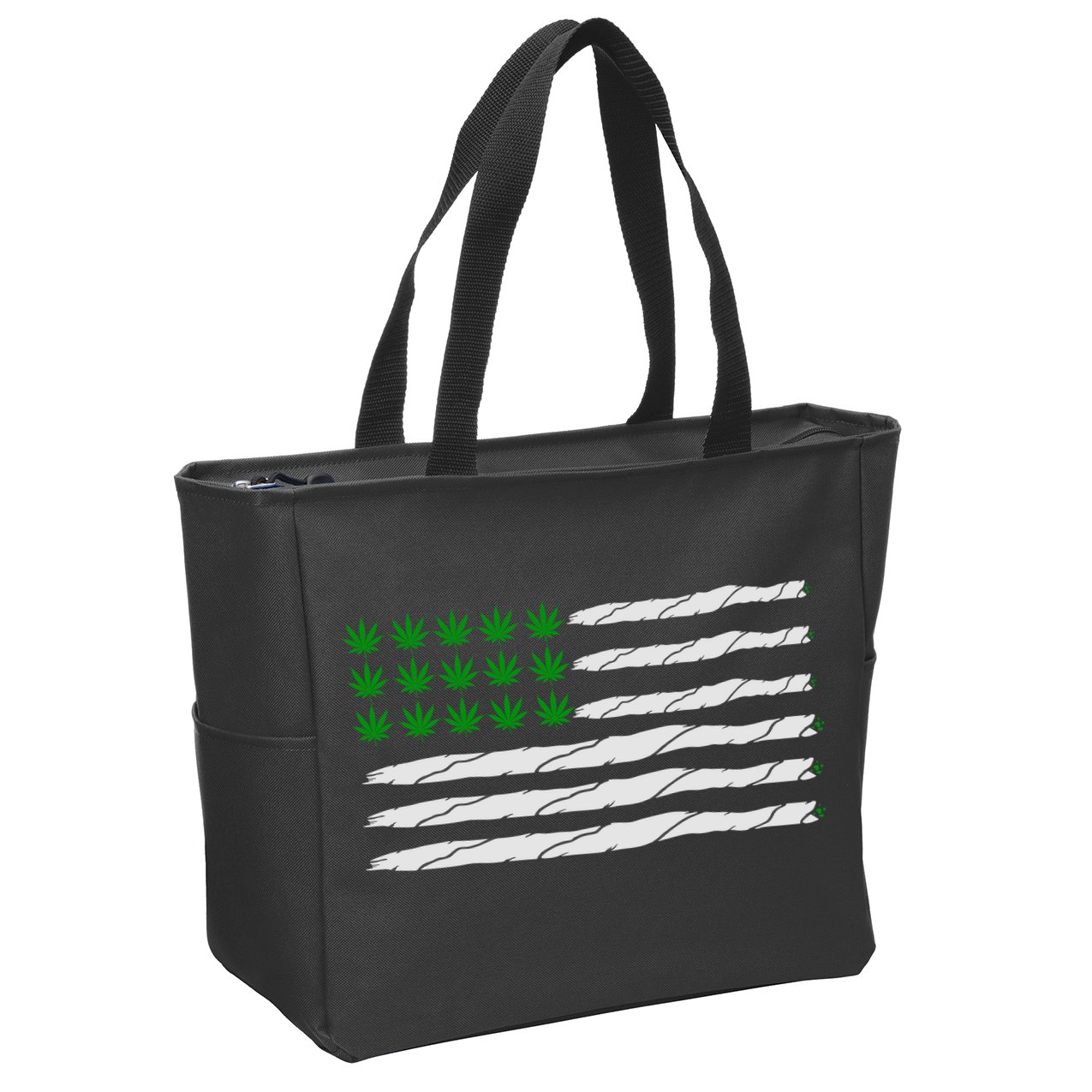 Weed American Flag Zip Tote Bag