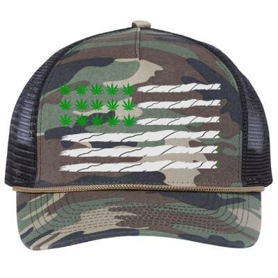 Weed American Flag Retro Rope Trucker Hat Cap