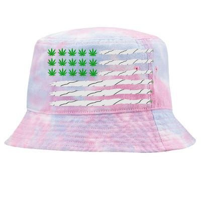 Weed American Flag Tie-Dyed Bucket Hat