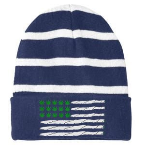 Weed American Flag Striped Beanie with Solid Band