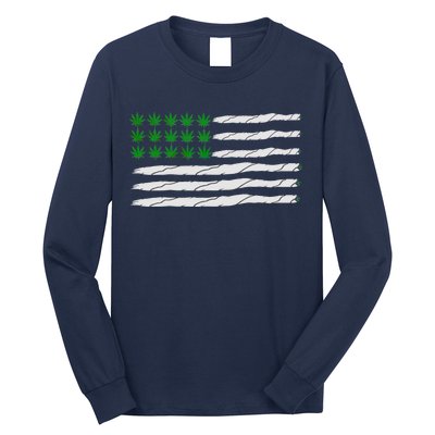 Weed American Flag Long Sleeve Shirt