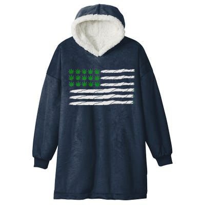 Weed American Flag Hooded Wearable Blanket