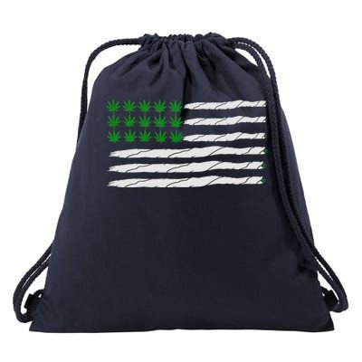 Weed American Flag Drawstring Bag