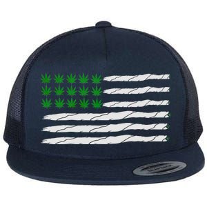 Weed American Flag Flat Bill Trucker Hat