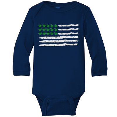 Weed American Flag Baby Long Sleeve Bodysuit