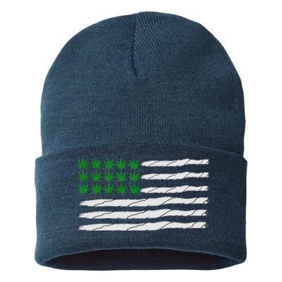 Weed American Flag Sustainable Knit Beanie