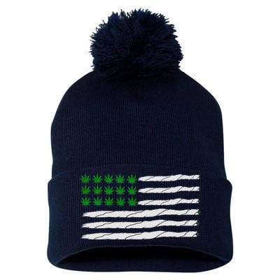 Weed American Flag Pom Pom 12in Knit Beanie