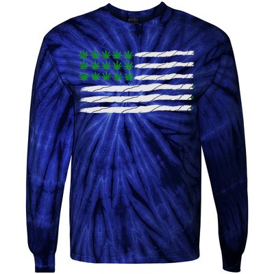 Weed American Flag Tie-Dye Long Sleeve Shirt