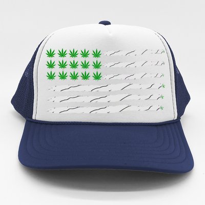 Weed American Flag Trucker Hat