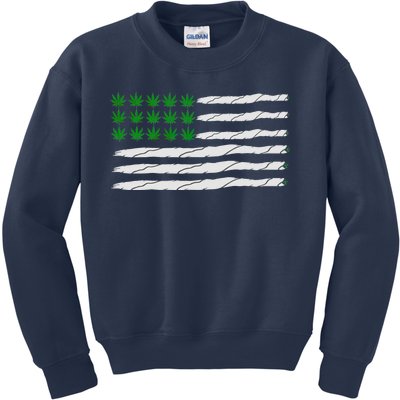 Weed American Flag Kids Sweatshirt