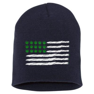 Weed American Flag Short Acrylic Beanie