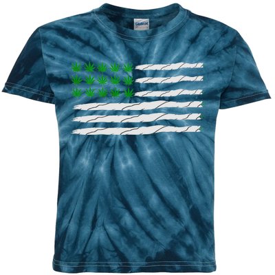 Weed American Flag Kids Tie-Dye T-Shirt