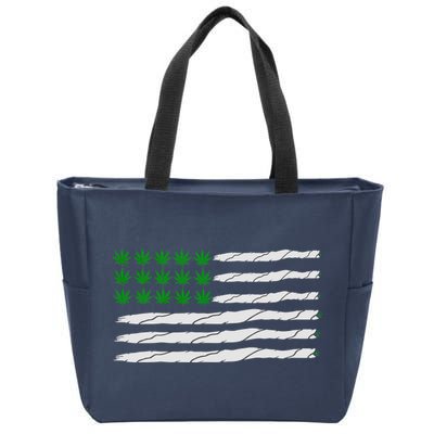 Weed American Flag Zip Tote Bag