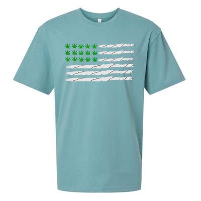 Weed American Flag Sueded Cloud Jersey T-Shirt