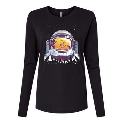 Weed Astronaut Womens Cotton Relaxed Long Sleeve T-Shirt