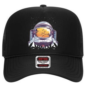 Weed Astronaut High Crown Mesh Back Trucker Hat