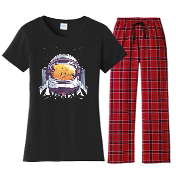 Weed Astronaut Women's Flannel Pajama Set