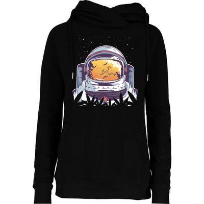 Weed Astronaut Womens Funnel Neck Pullover Hood