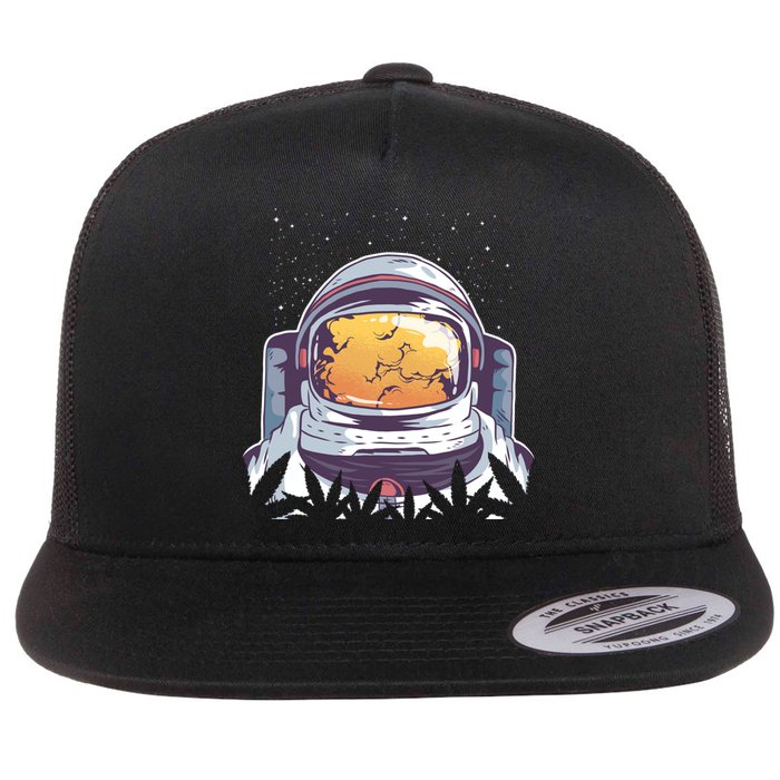 Weed Astronaut Flat Bill Trucker Hat