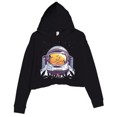 Weed Astronaut Crop Fleece Hoodie