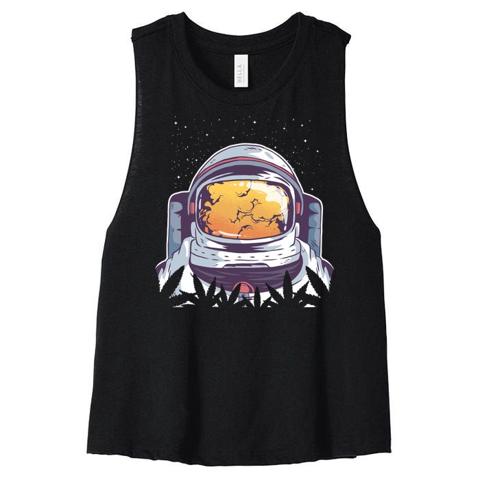 Weed Astronaut Women's Racerback Cropped Tank